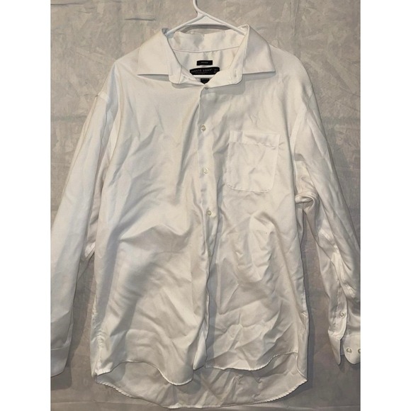 Pronto Uomo Non-Iron White Dress Shirt Long Sleeve Button Up Mens 17 1/2 34/35 - Picture 1 of 6